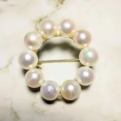あこや　本真珠　サークルブローチ　ゴールド 8.5-8