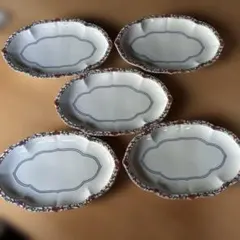 たち吉 色絵唐草楕円皿 中皿 5枚 24×15