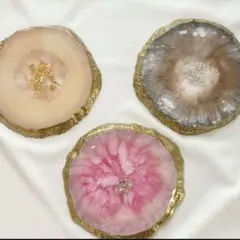 鉱石風　小物トレープレート　インテリア置物　メノウスライスアゲートニュアンスカラ