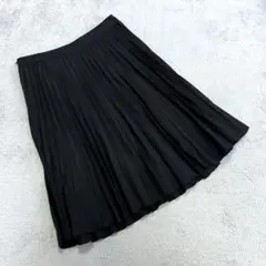 （M相当）ひざ丈プリーツスカート ブラック カジュアル