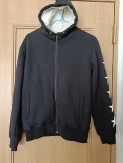 黒 星柄 パーカー フード付き