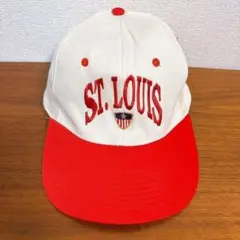 ST.LOUIS 刺繍ロゴ キャップ 帽子 ヴィンテージ 鍔裏グリーン ホワイト