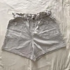ポンポネット　ベージュチェック ハーフパンツ