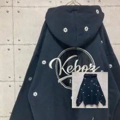 Keboz×NICK GEAR コラボパーカー サークルロゴ 花柄刺繍 紺XLのサムネイル
