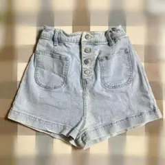 heather デニムショートパンツ 綿　ハイウエスト