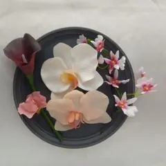 ホワイト　ピンク　胡蝶蘭　フラワーヘッドパーツ　和装　卒業式　結婚式