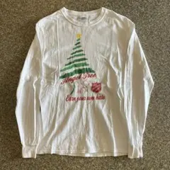 【J4】GILDAN Angel Tree プリント 長袖Tシャツ ホワイト Sのサムネイル