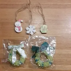 クリスマス　手作りリースストラップ　ミニオーナメント
