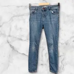 ザラ　デニム ジーンズ　スキニータイプ ダメージ加工サイドポケット USA02