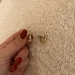 ゴールドクリスタルフープイヤリング