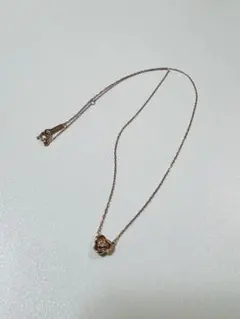 4℃ ピンクゴールド K10 ネックレス フラワーモチーフ ダイヤモンド