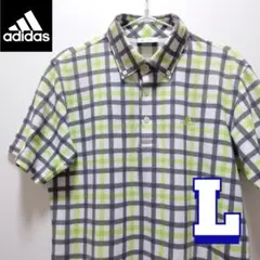 adidasGOLFアディダス　ゴルフウェア　半袖　チェック　メンズL【美品】