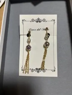 Croce del Mare イヤリング ロングタッセル パープル ネジバネ式