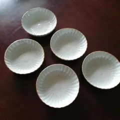 古伊万里　無地膾皿　5枚　13.5cm　江戸後期〜幕末