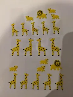 ふわふわ モコモコ 平成レトロシール フェルトシール きりん ライオン 動物