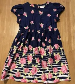 MOO NON NON 花柄ストライプ半袖ワンピース 110