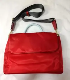 【新品未使用】ラシット 2way フラップショルダーバッグ 赤×水色