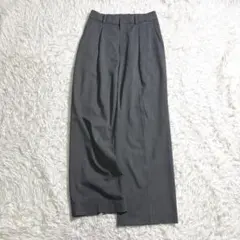 美品 UNIQLO ユニクロ タック ワイド パンツ グレー M ストレッチ