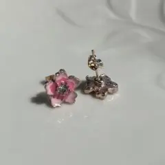 同梱無料★ペイント 桜 フラワー プチプラ ピアス＊ピンク×ピンクゴールド＊