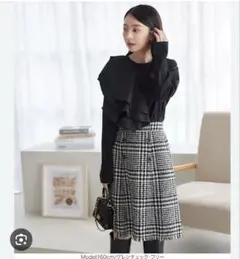 神戸レタス　グレンチェック　ひざ丈スカート