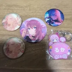 プロセカ　巡音ルカ　グリッター缶バッジ　コネクトライブ　サンリオコラボ