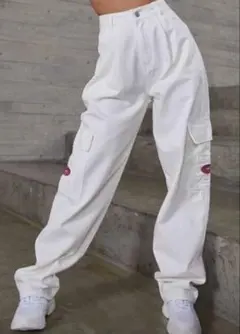 カーゴデニムパンツ　ホワイト