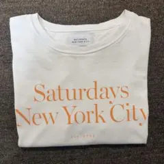 SATURDAYS NEWYORKCITY 半袖Tシャツ ホワイト オレンジ