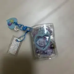 ミニシール帳　完成品　キーホルダー　ハート型　水色 おすそわけ