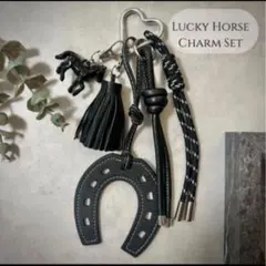 じゃらじゃらキーホルダー馬 チャーム ブラック フリンジ タッセル 幸運