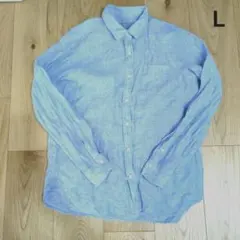 無印良品 リネン 長袖シャツ L ブルー