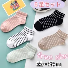 再入荷　夏新商品 　レディース ボーダー柄　上質綿　靴下 可愛い5足セットのサムネイル