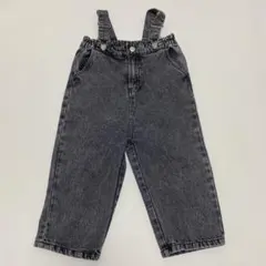 【1回のみ着用】90cm デニムサロペット ブラックデニム　ハイウエスト ズボン