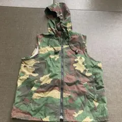 アーミー迷彩柄フード付きベストジップアップ150