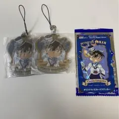 名探偵コナンセガラッキーくじ　ソフトクリアキーホルダー　ステッカー　江戸川コナン