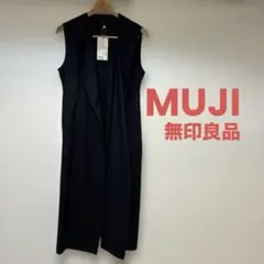 新品＊無印良品ヘンプ混ストレッチジレワンピース ひんやり素材黒 Mのサムネイル