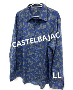［O72-28］CASTELBAJAC 長袖シャツ LL ブルー×グレー