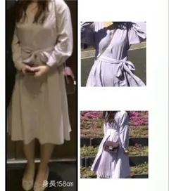 【美品】マーキュリーデュオ 薄紫色 リボン付きワンピース