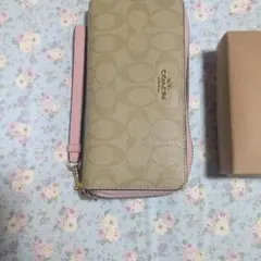 COACH 長財布 ベージュとピンク 箱付き