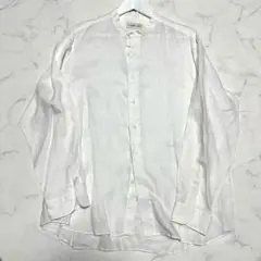 美品　メーカーズシャツ鎌倉　麻100%バンドカラーシャツ　ホワイト　白　XXLのサムネイル