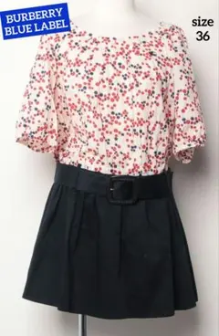 BURBERRY BLUE LABEL ドッキングワンピース ドット柄 ネイビー