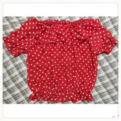 オリーブデオリーブ ドット半袖ブラウス 赤 Dハロ ディズニー ミニー バウンド