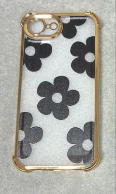 新品　未使用　花柄　スマホケース　iphone16e ゴールド縁取り　オシャレ