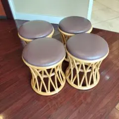 ナチュラル天然素材 ◾️ Oliver社 籐ラタン製 丸椅子/ ラウンドスツール ラウンドスツール ラタン 天然素材 （ 籐 スツール 丸椅子 イス ラタン