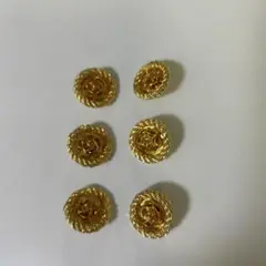 ゴールドの花型ボタン6個セット