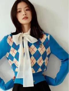 LILY BROWN Lily Bear コンパクトカーディガン blue