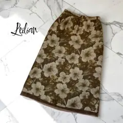 ✽Leilian ロングスカート フラワープリント　花柄 麻　リネン 9D421のサムネイル