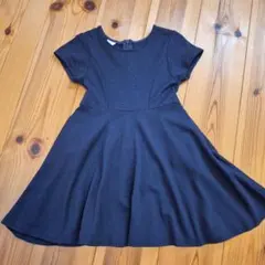 100cm　紺色のフレアワンピース 半袖