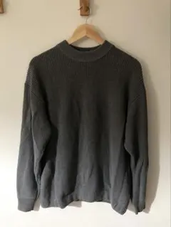 SHIPS グレー リブ編み 長袖セーター　ダークグレー