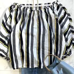 美品 ダイアグラム ブラウス ストライプ 36 トップス コットン