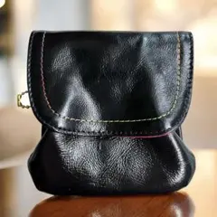 本革がま口ミニ財布小銭入れ付き牛革 二つ折りコンパクトレディースメンズギフトにも